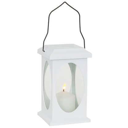 Lantern | White plastic | Flickering LED candle | Indoor & outdoor | H 230 mm