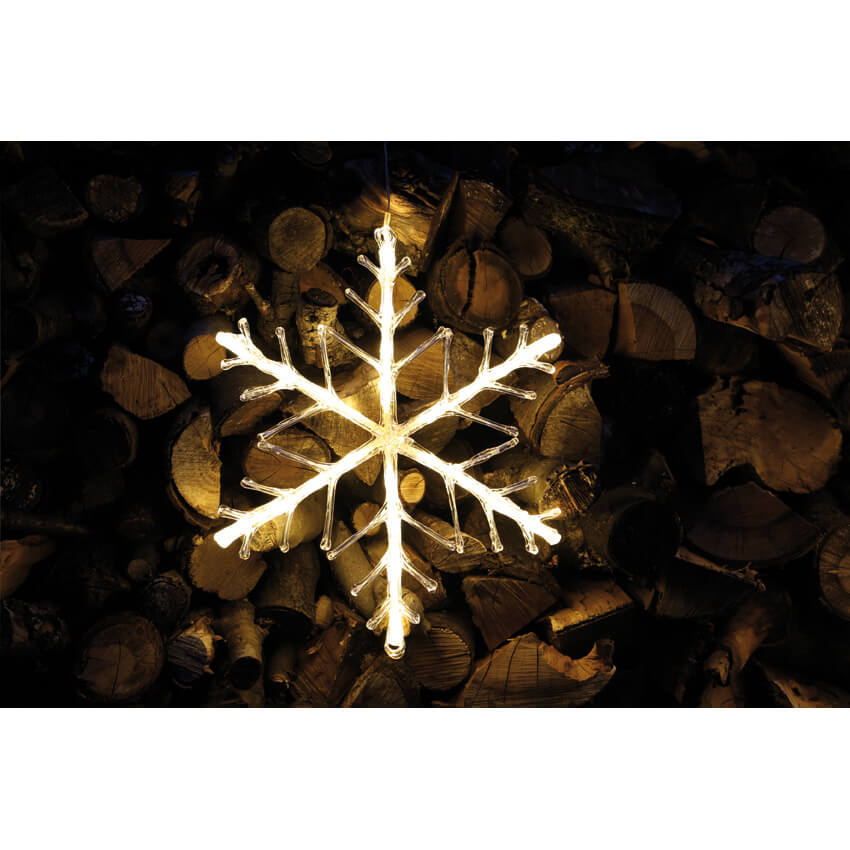 LED Snowflake | Transparent acrylic | Warm white | Ø 420 mm