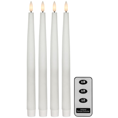 LED-Echtwachs-Tafelkerzen FLAMME | Weiß | 4er-Set