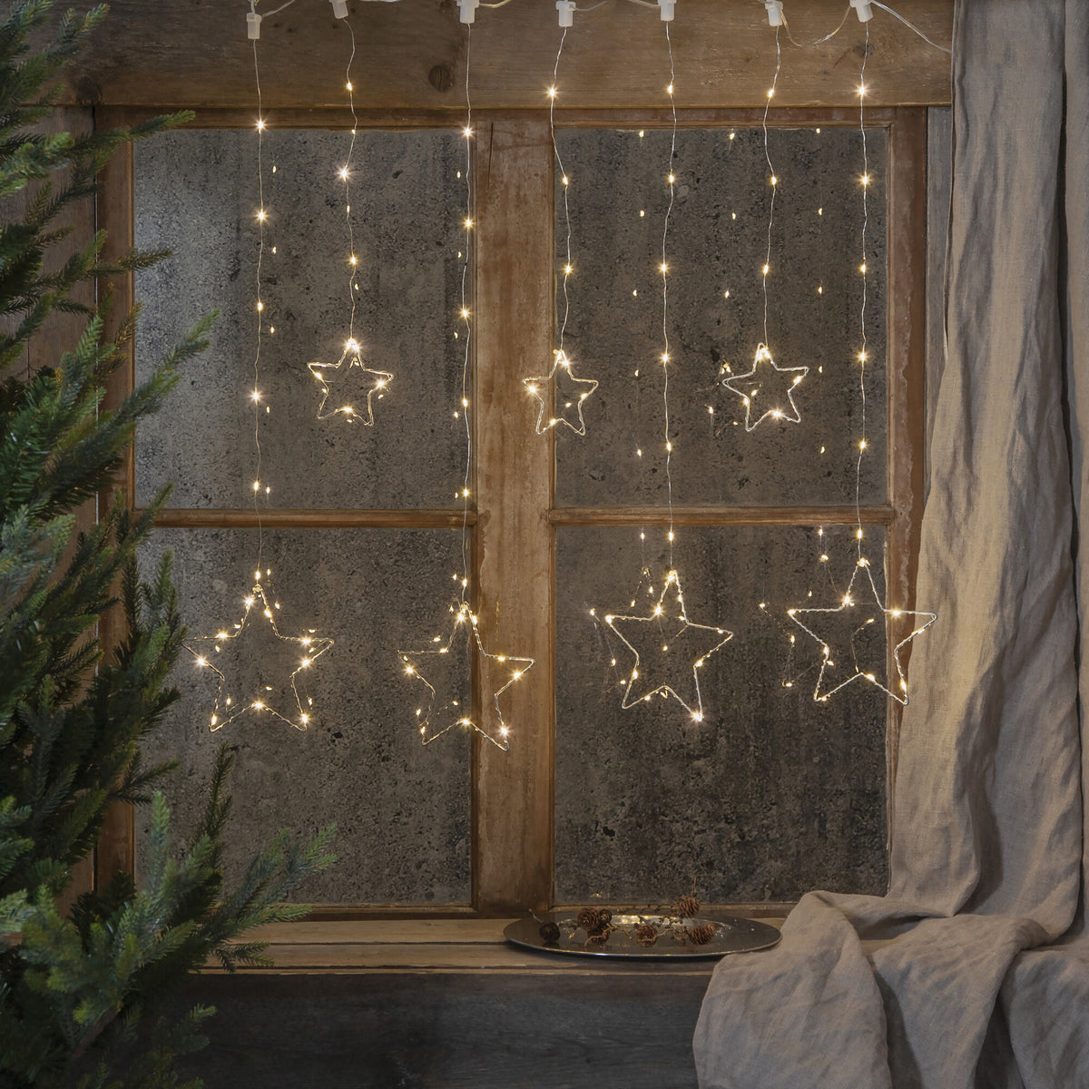 LED-Sternenlichtervorhang DEW DROP STARS | Warmweiß | Sieben Stränge
