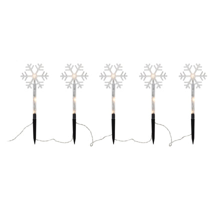 LED-Dekostäbe mit Erdspieß | 5er-Set | Sterne oder Schneeflocken