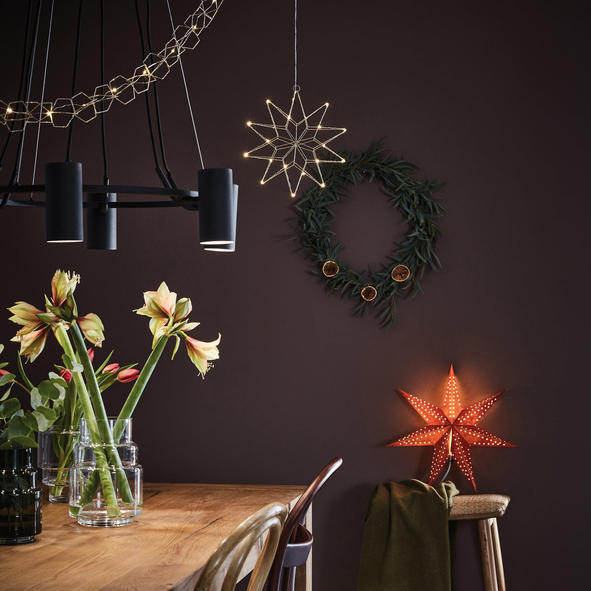 LED-Lichterkette SERVE | Warmweiß | Silbernes Metall mit Glitzer