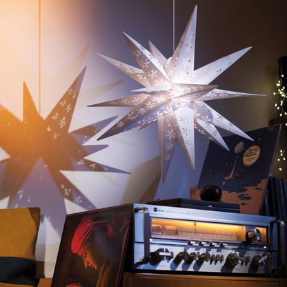 Außen-Weihnachtsstern mit Schneeflockenmuster | 1 × E14 / 15 W, Ø 550 mm