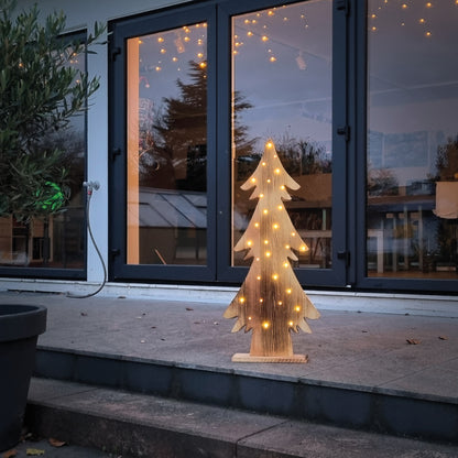 LED-Weihnachtsleuchter | Pinienholz natur | Warmweiß | Timer
