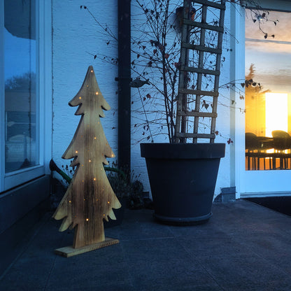 LED-Weihnachtsleuchter | Pinienholz natur | Warmweiß | Timer