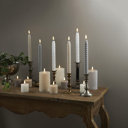 LED-Echtwachs-Stumpenkerze | FLAMME SWIRL | Timer