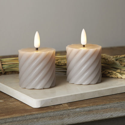 LED-Echtwachs-Stumpenkerzen | FLAMME SWIRL VOTIVE | 2er-Set