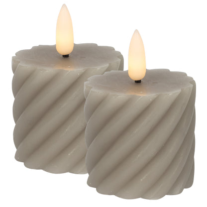LED-Echtwachs-Stumpenkerzen | FLAMME SWIRL VOTIVE | 2er-Set