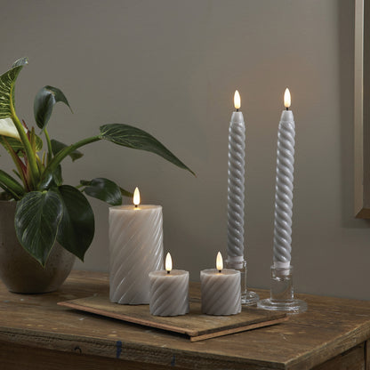 LED-Echtwachs-Stumpenkerzen | FLAMME SWIRL VOTIVE | 2er-Set