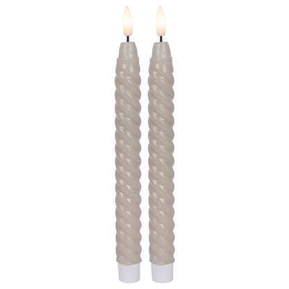 FLAMME SWIRL ANTIQUE LED Real Wax Taper Candles | Beige | Set of 2