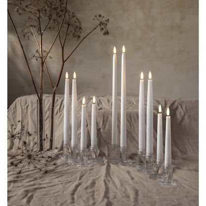 LED Real Wax Taper Candles FLAME SLIM | White | Set of 2