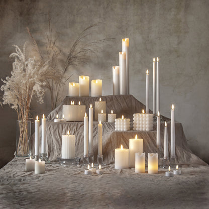 LED Real Wax Taper Candles FLAME SLIM | White | Set of 2