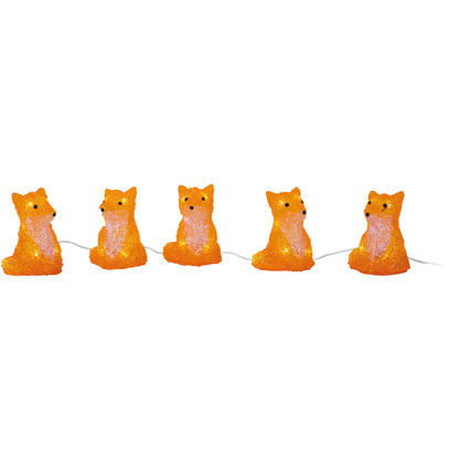 LED-Füchse | 5er-Set | Acryl transparent/orange | Weißes Licht