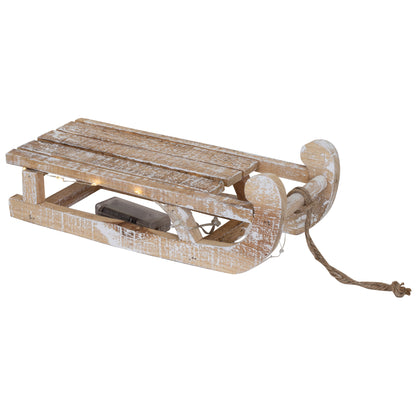 LED-Dekoschlitten | Holz | Minilichterkette | 20 warmweiße LEDs | B 310 × H 110 mm