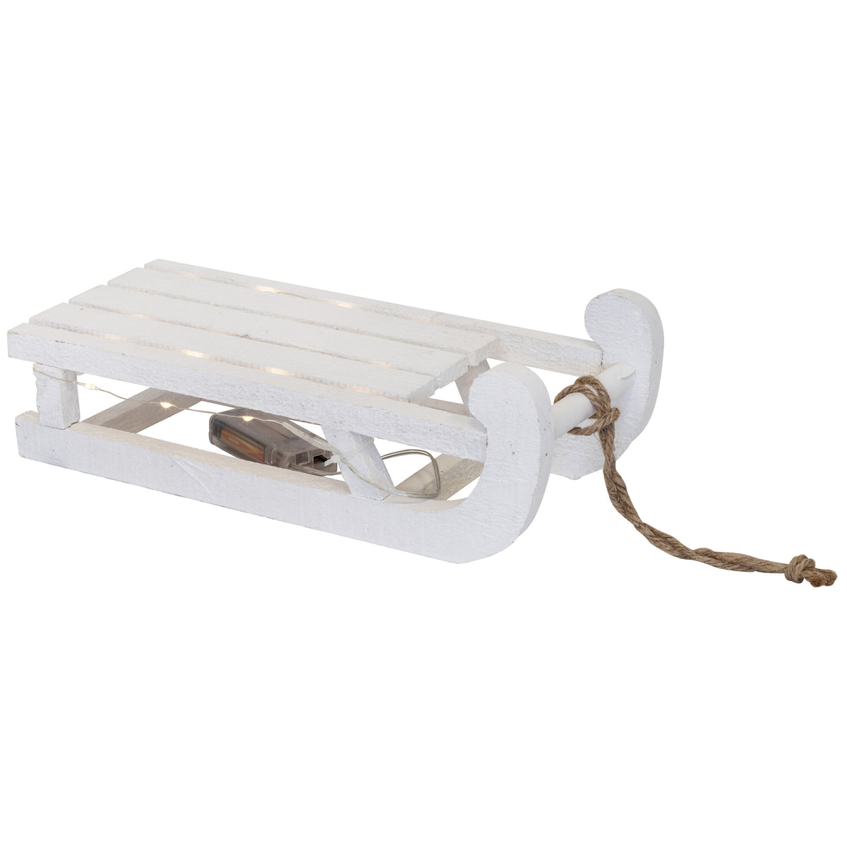 LED-Dekoschlitten | Holz | Minilichterkette | 20 warmweiße LEDs | B 310 × H 110 mm