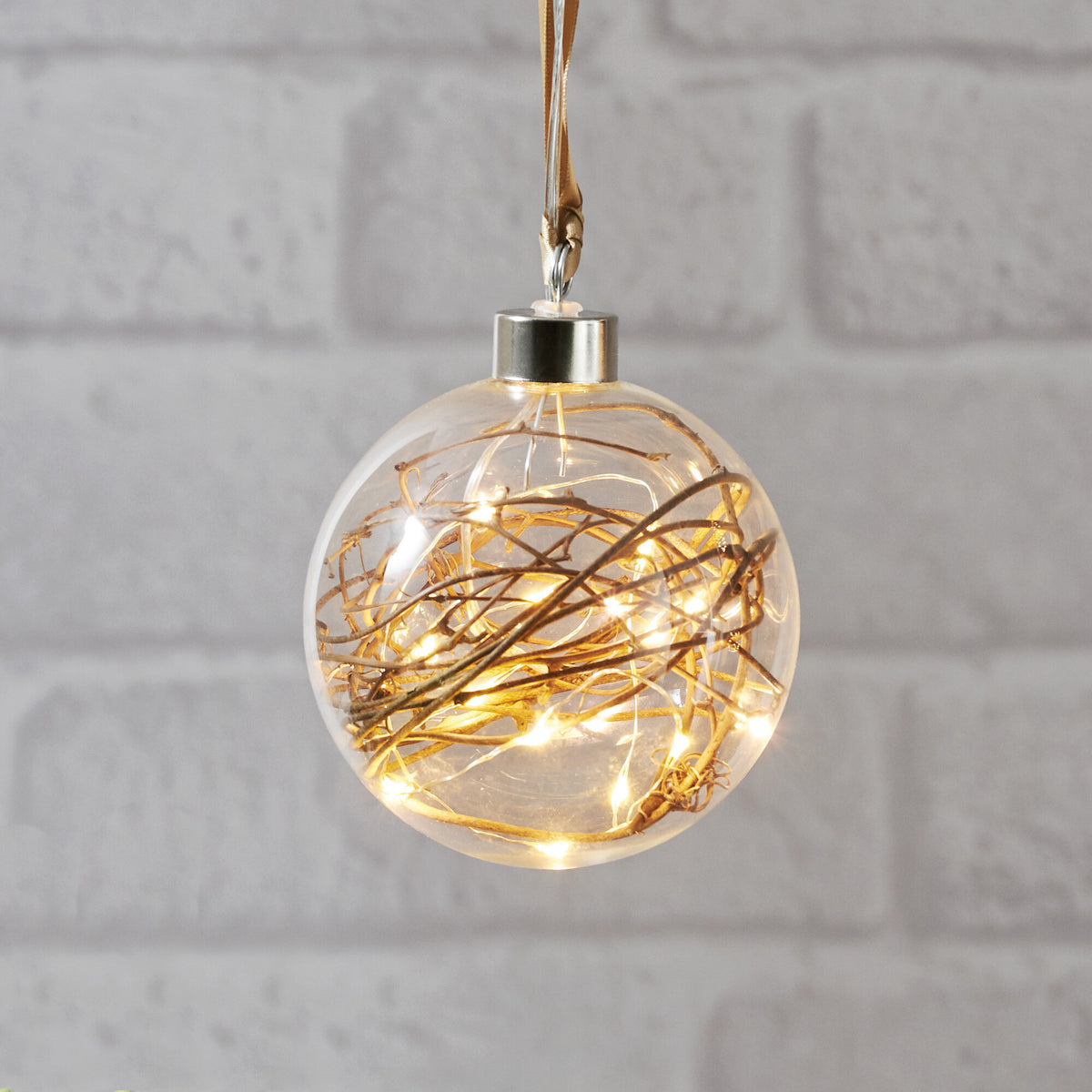 Glaskugel | GLOW | 15 warmweiße LEDs | Zweige