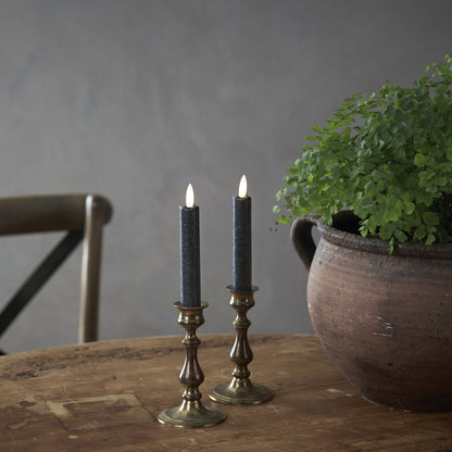 LED Real Wax Taper Candles FLAMME ANTIQUE | Black | Set of 2