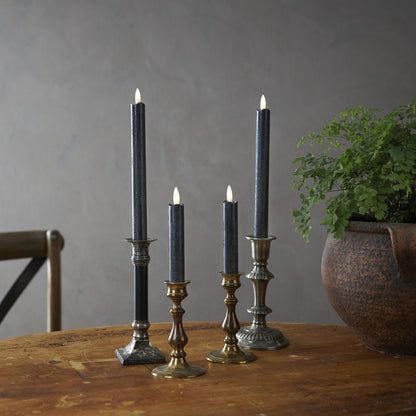 LED Real Wax Taper Candles FLAMME ANTIQUE | Black | Set of 2