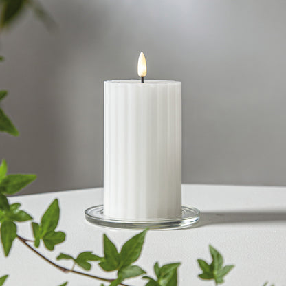 Bougie pilier en cire véritable | FLAMME STRIPE | 1 LED vacillante blanc chaud