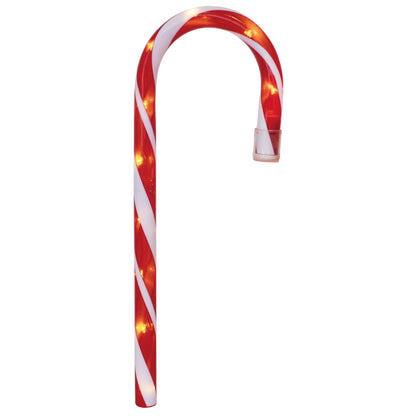 LED-Zuckerstange | Kunststoff rot/weiß | 10 warmweiße LEDs | H 340 mm