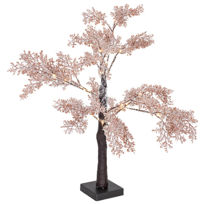 LED tree | snow decoration pink/white | copper-colored fairy lights