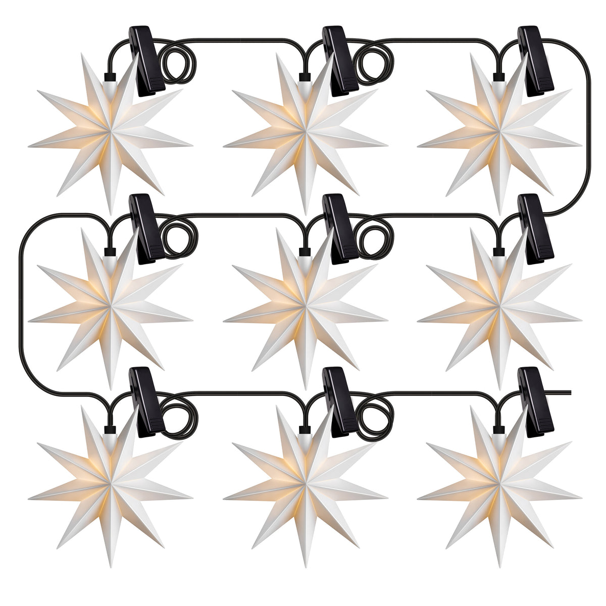 LED Star String Lights | 9 stars | Warm white | Ø 115 mm