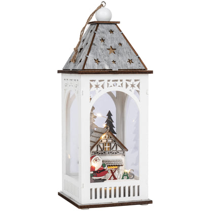 LED lantern | wood white/grey | mini fairy lights | 8 warm white LEDs | H 290 × Ø 110 mm
