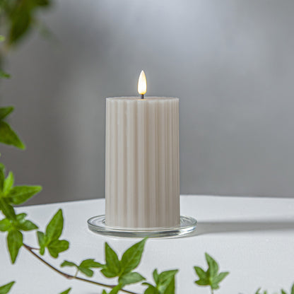 Bougie pilier en cire véritable | FLAMME STRIPE | 1 LED vacillante blanc chaud