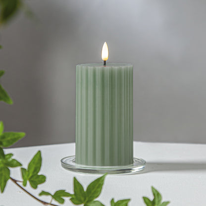Bougie pilier en cire véritable | FLAMME STRIPE | 1 LED vacillante blanc chaud