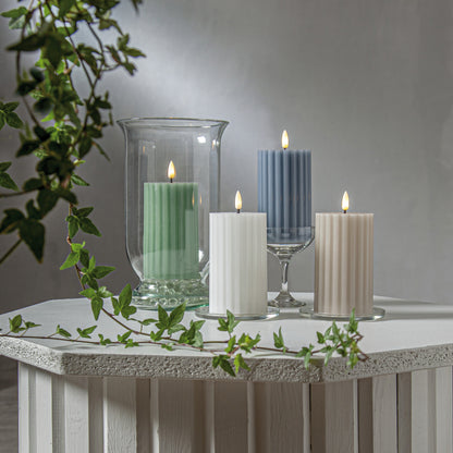 Bougie pilier en cire véritable | FLAMME STRIPE | 1 LED vacillante blanc chaud