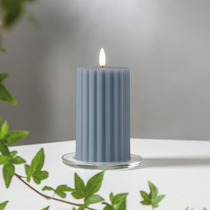 Bougie pilier en cire véritable | FLAMME STRIPE | 1 LED vacillante blanc chaud