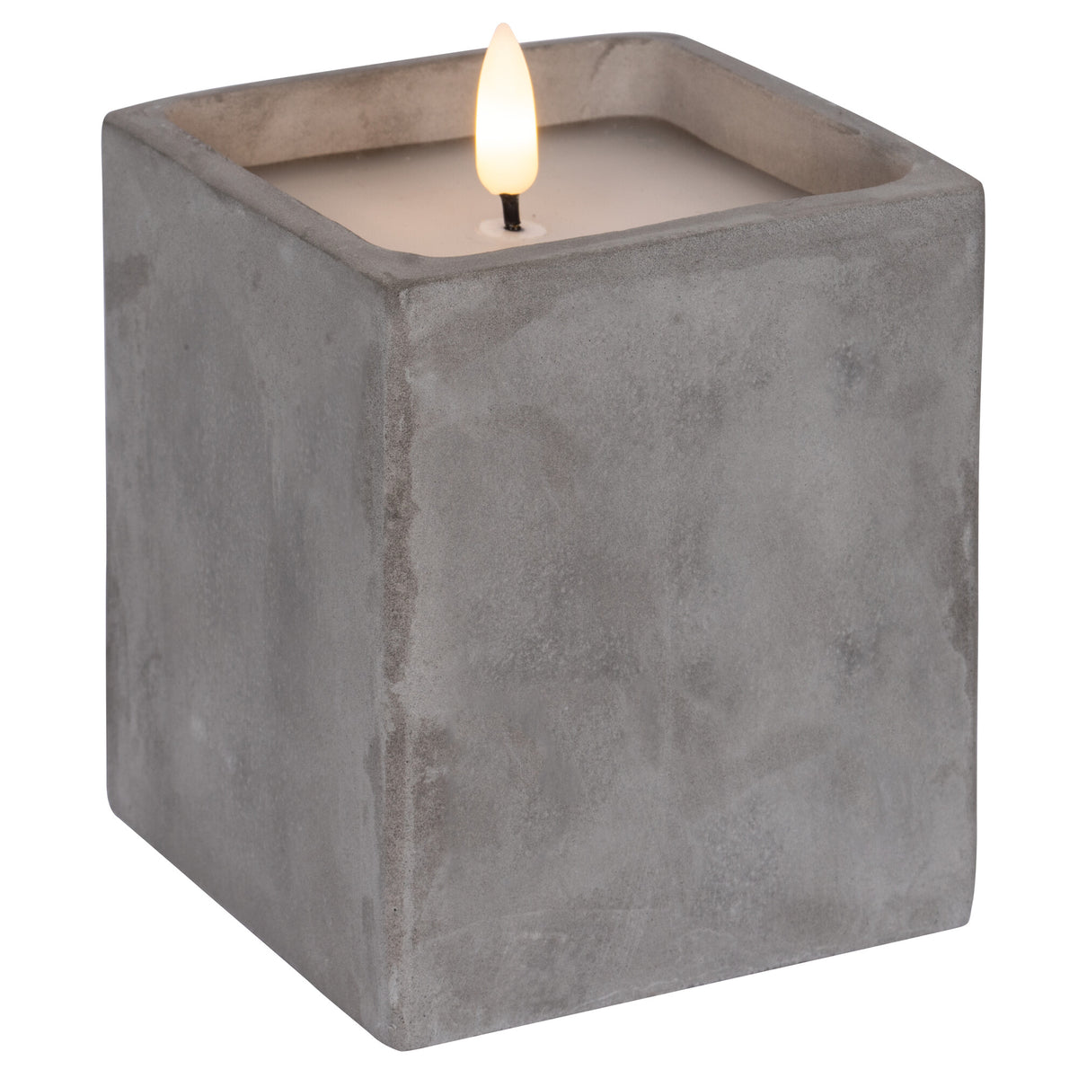 Real wax candle | FLAMME CEM | Concrete base | warm white LED | W 85 mm