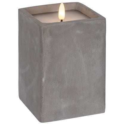 Real wax candle | FLAMME CEM | Concrete base | warm white LED | W 85 mm