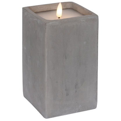 Real wax candle | FLAMME CEM | Concrete base | warm white LED | W 85 mm