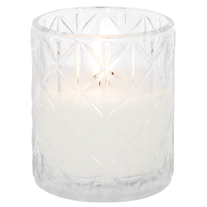 Echtwachskerze | Kristallglas | 1 warmweiße flackernde LED | H 100 × B 85 mm