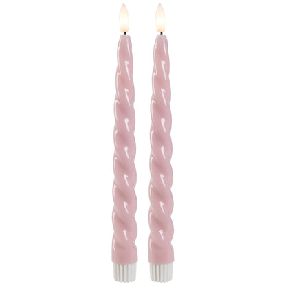 FLAMME SHINE LED-Echtwachs-Tafelkerzen | Rosa | 2er-Set