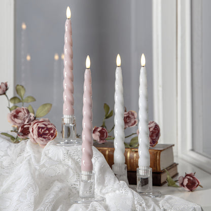 FLAMME SHINE LED-Echtwachs-Tafelkerzen | Rosa | 2er-Set