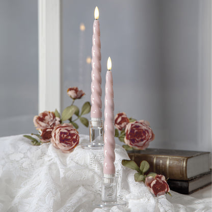 FLAMME SHINE LED-Echtwachs-Tafelkerzen | Rosa | 2er-Set