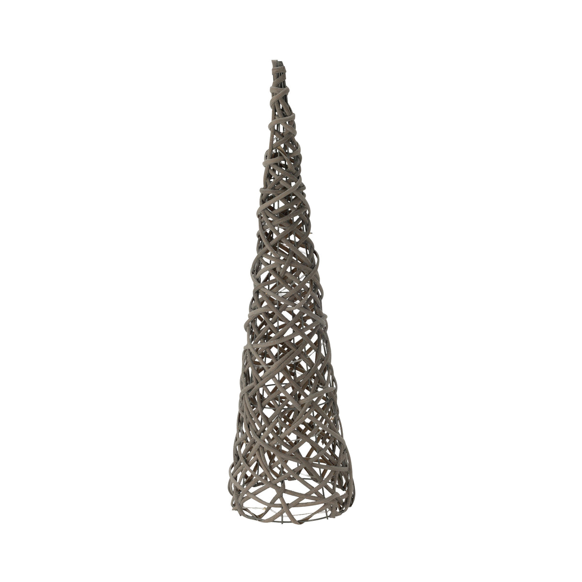 LED-Pyramide | Metallgestell & Rattan | 15 warmweiße LEDs | H 600 × Ø 160 mm