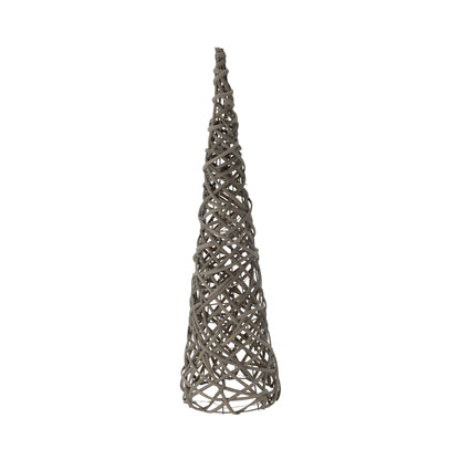 LED-Pyramide | Metallgestell & Rattan | 15 warmweiße LEDs | H 600 × Ø 160 mm
