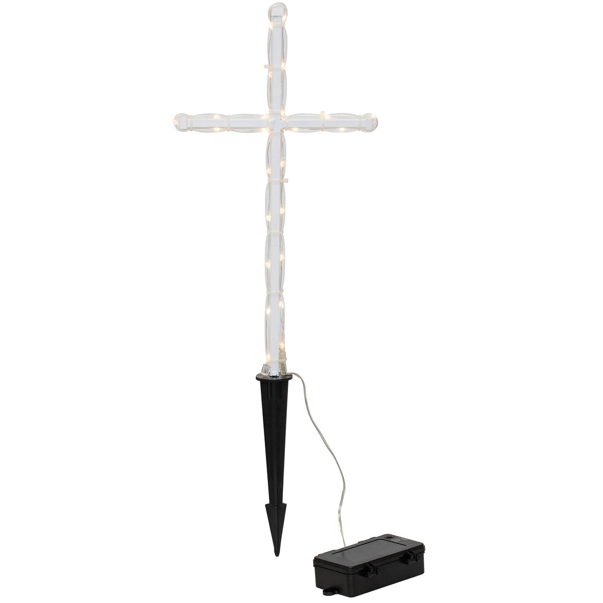 LED-Grabkreuz GRAVECROSS | Warmweiß | Mit Erdspieß