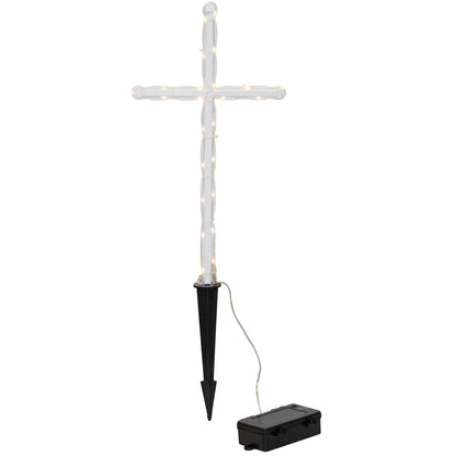 LED-Grabkreuz GRAVECROSS | Warmweiß | Mit Erdspieß