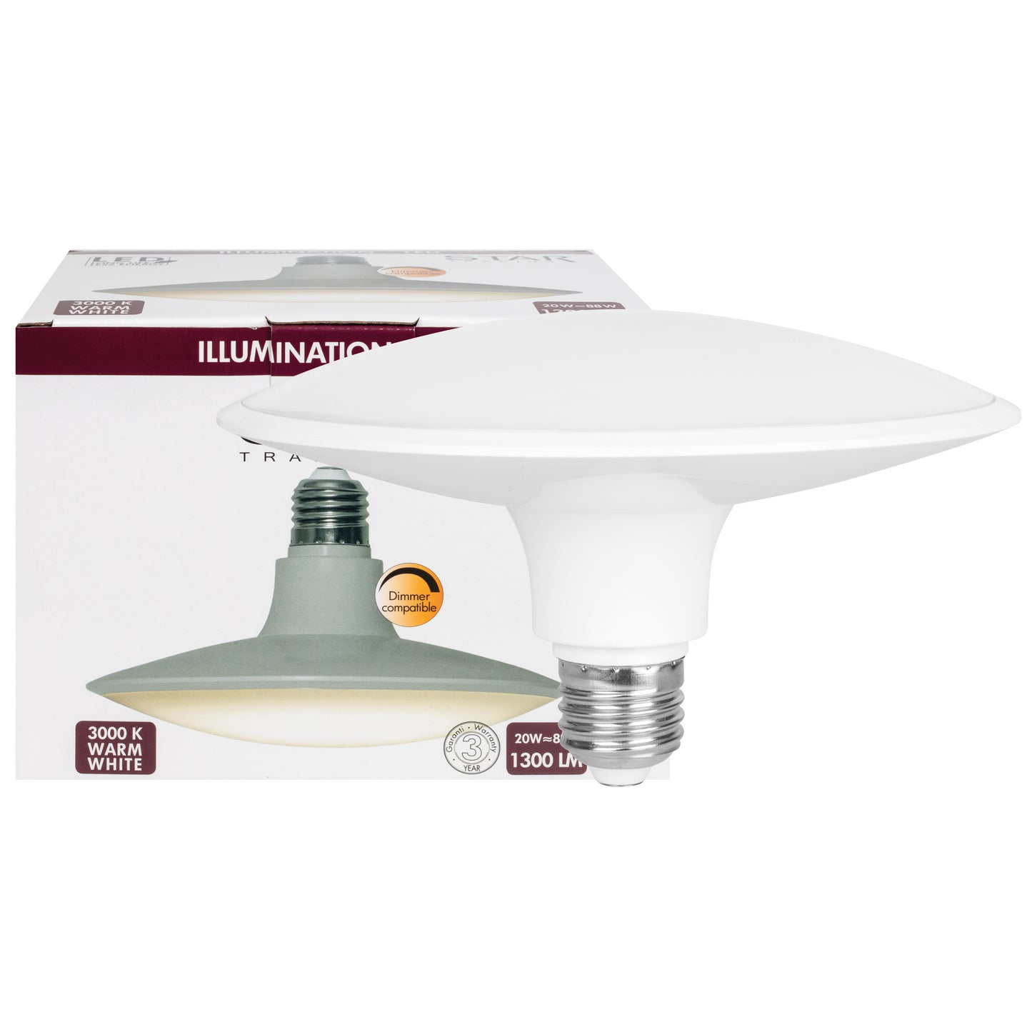 LED-Lampe, Tellerform, E27/20W/ 3000K/1300lm