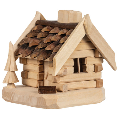 Wooden incense smoker hut | Natural/Brown | H 95 mm