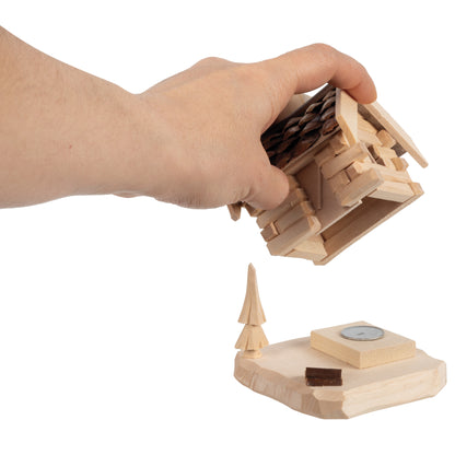 Wooden incense smoker hut | Natural/Brown | H 95 mm
