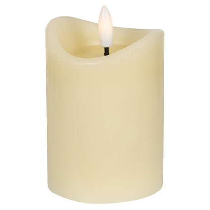 Bougie cylindrique en cire véritable | ivoire | miroir de cire liquide | 1 LED blanc chaud
