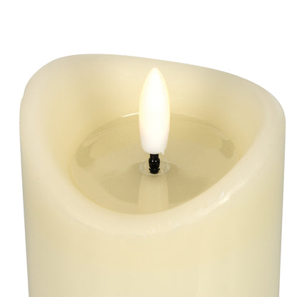 Bougie cylindrique en cire véritable | ivoire | miroir de cire liquide | 1 LED blanc chaud