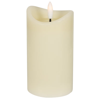 Bougie cylindrique en cire véritable | ivoire | miroir de cire liquide | 1 LED blanc chaud