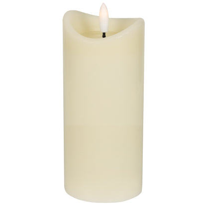 Bougie cylindrique en cire véritable | ivoire | miroir de cire liquide | 1 LED blanc chaud
