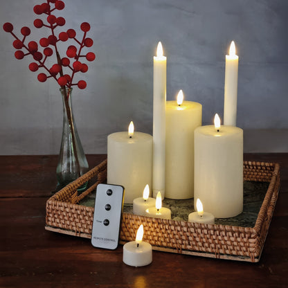Set de bougies | 9 pièces | Cire véritable | LED blanc chaud